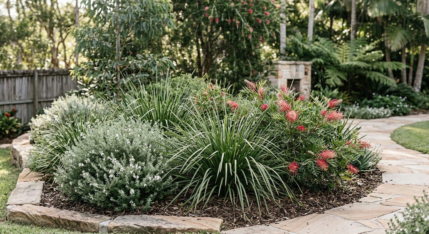 A resilient Brisbane garden bed of tough, aromatic and strappy plants that possums tend to leave alone, including westringia, lomandra and grevillea